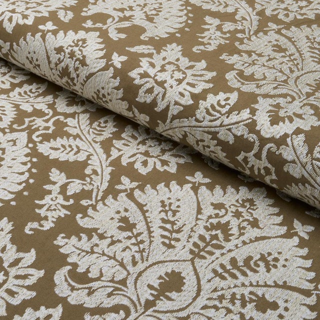 Schumacher Sample - Schumacher Gianna Embroidery Fabric In Caramel For Sale - Image 4 of 6