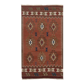 Vintage Circa 1940 Turkish Flat Weave Kilim Rug 3ft 8in X 5ft 7in For Sale