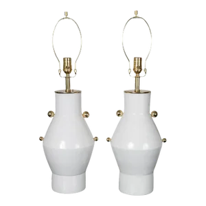 Glazed Ceramic Vessel Table Lamps - a Pair
