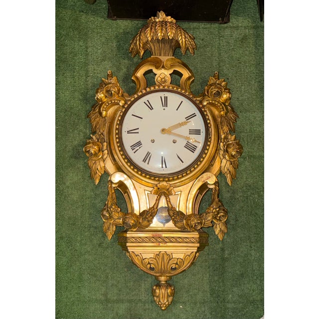 Large Swedish Gustavian Cartel Wall Clock For Sale In Los Angeles - Image 6 of 10