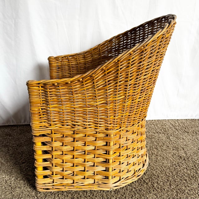 Wood Boho Chic Woven Wicker Lounge Chair For Sale - Image 7 of 9