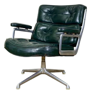 1960s Eames Time Life "Lobby" Chair - Green Leather - 1st Generation Model 675