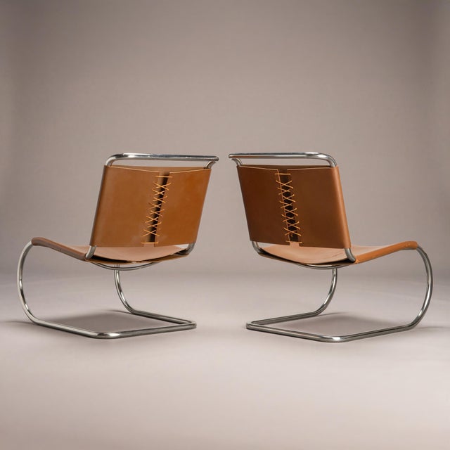 Mid-Century Modern Rare Knoll Mr30/5 Lounge Chairs in Leather by Mies Van Der Rohe for Knoll, Pair, Attributed For Sale - Image 3 of 12