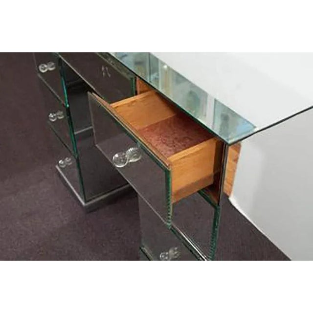 Art Deco Mid 20th Century Hollywood Regency Mirrored Art Deco Desk For Sale - Image 3 of 5