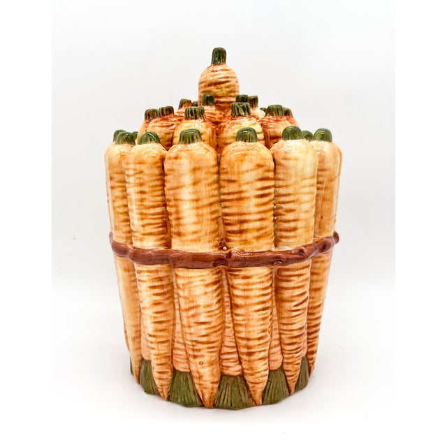 Italian Vintage Italian Nove San Marco Carrot Jar – Ceramic Lidded Canister – Whimsical / Vegetableware For Sale - Image 3 of 12