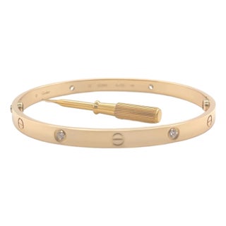 Cartier 18ct Yellow Gold Love Diamond Bracelet Classic Model 0.42ct For Sale