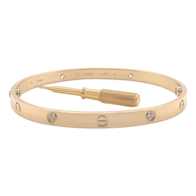Cartier 18ct Yellow Gold Love Diamond Bracelet Classic Model 0.42ct For Sale