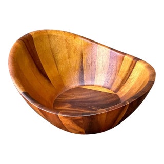 Vintage Mid-Century Teak Wood Salad Bowl For Sale