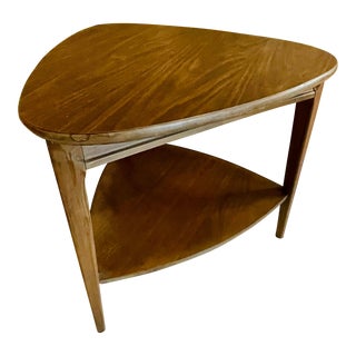 1960s Mid-Century Mersman Guitar Pick Walnut End Side Table For Sale