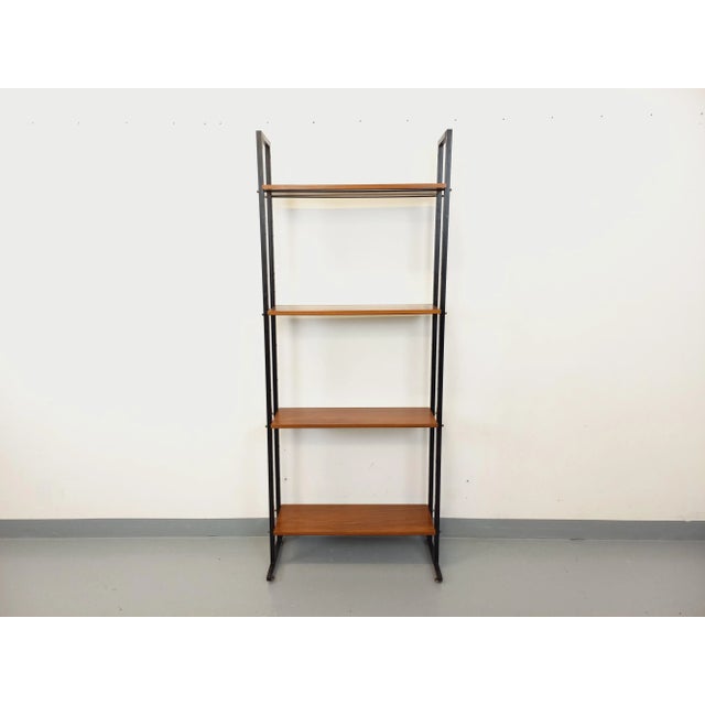 Vintage Italian Modular Teak and Metal Bookcase, 1960s For Sale - Image 10 of 14