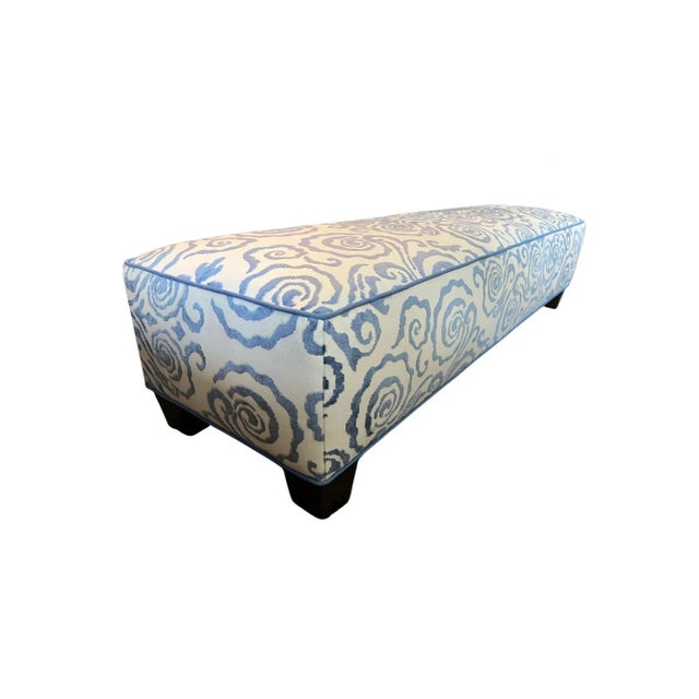 2020s Scalamandre Cirrus Velvet Damask Upholstured Bench For Sale - Image 5 of 13