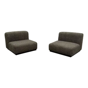 Stendig, Low Slipper Chairs, Gray Boucle, Painted Wood, Switzerland, 1960s