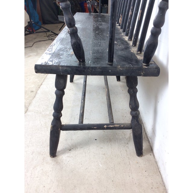 Antique Black Painted Deacons Bench For Sale - Image 13 of 18