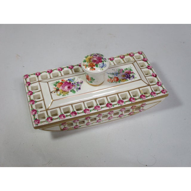 Antique Dresden Germany Hand Painted Porcelain Blotter & Organizer, 2 Piece For Sale - Image 12 of 12