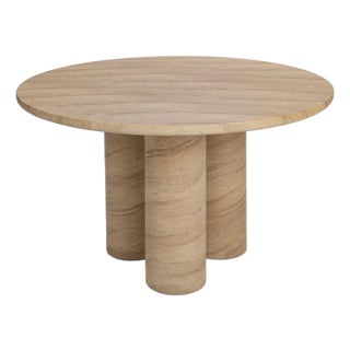 Modern Beige Faux Stone Outdoor Dining Table For Sale