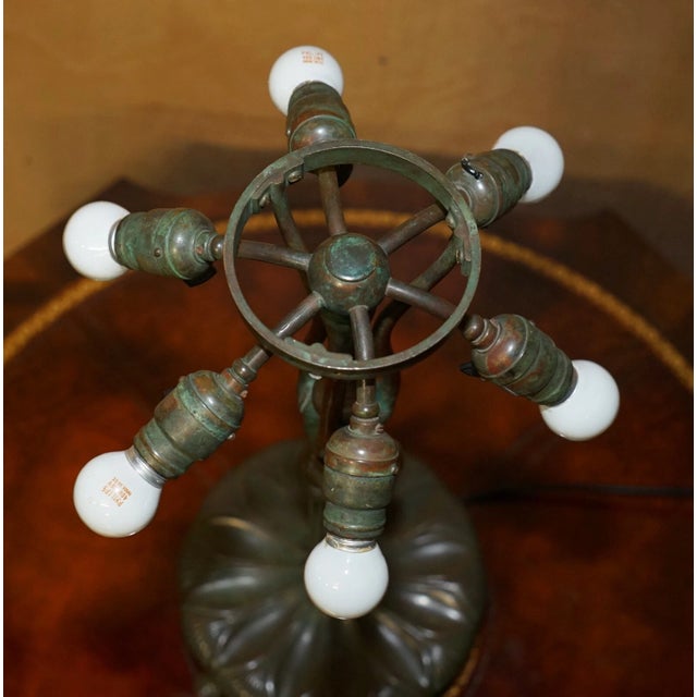 Antique Original Tiffany Studios Nyc O'Brien Bronze Height Adjustable Table Lamp For Sale - Image 10 of 18