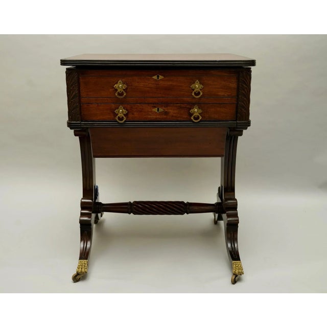 1820 Federal Mahogany and Ebony Worktable For Sale - Image 10 of 11