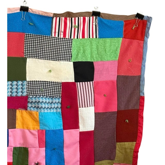 * This vintage 1970s boho patchwork blanket quilt features a square shape with a size of 57" x 57", making it perfect for...