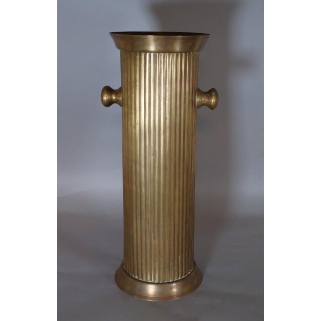 Italian Mid-Century Fluted Brass Traditional Cane and Umbrella Stand For Sale - Image 4 of 5