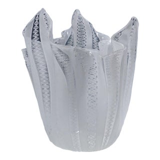 Large Fazzoletto Zanfirico Vase by Fulvio Bianconi for Venini, Venice Murano For Sale