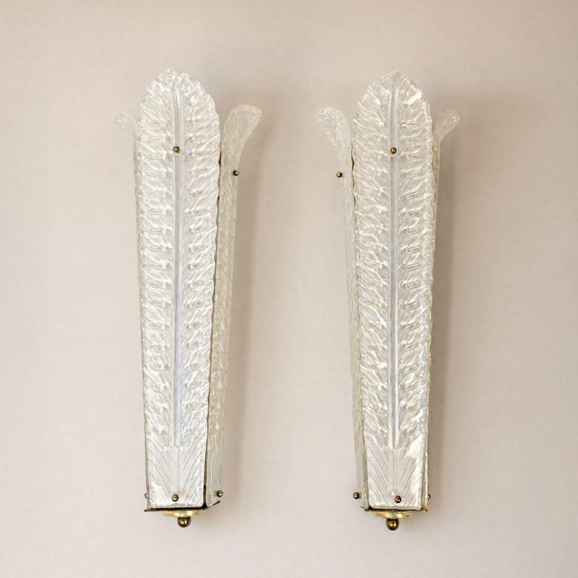Mid-Century Modern 1970s Mid-Century Modern White Murano Glass Vanity Sconces - a Pair For Sale - Image 3 of 10