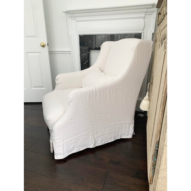 Slipcovered Accent Chair and Pillow For Sale - Image 4 of 8