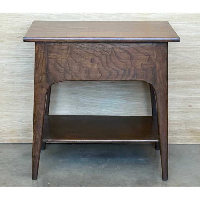 Danish Teak Nightstands Tables With Drawer, 1960s Modern Design, A Pair For Sale - Image 9 of 12
