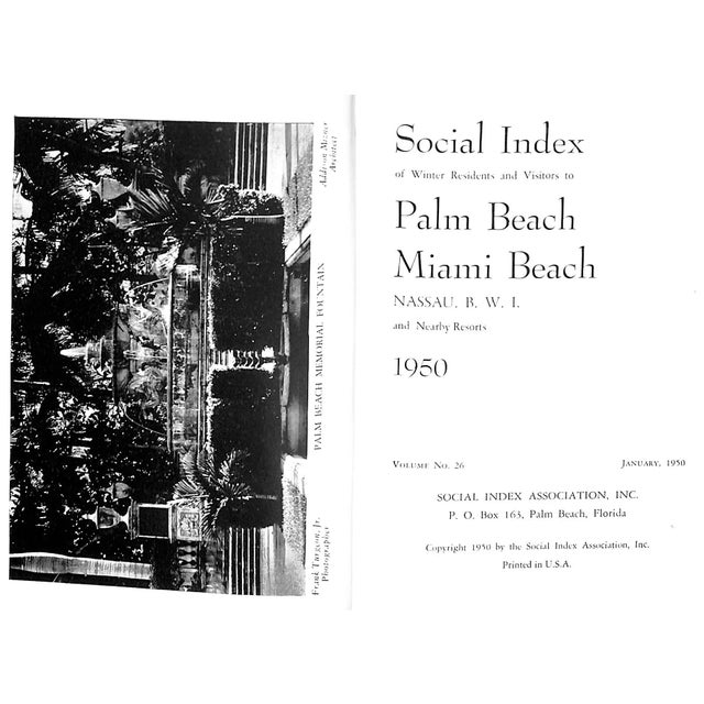 "Social Index Winter Residents and Visitors to Palm Beach/ Miami Beach/ Nassau Vol. 26" 1950 For Sale - Image 4 of 8