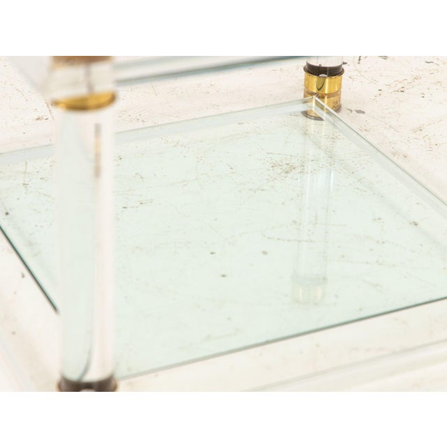 Transparent Lucite, Glass, and Brass Cocktail Table, 1970s For Sale - Image 8 of 8