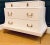Stylish Modern White and Gold Mansard Chest of Drawers, four drawers, showroom floor sample