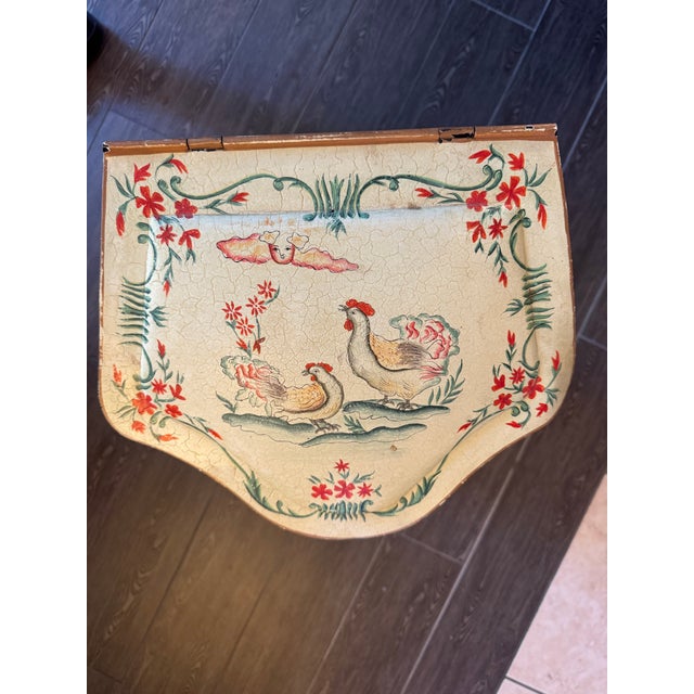 Antique Toleware Cole Bin With Brass Hardware For Sale - Image 9 of 12