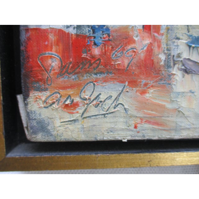 1969 "Paris City Scene" Modernist Cityscape Oil Painting on Canvas, Framed For Sale - Image 10 of 11
