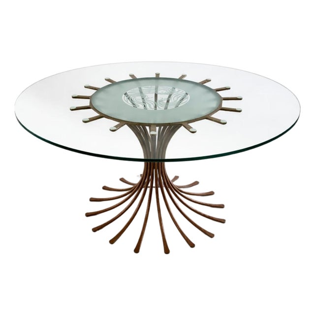 Hour Glass Pedestal Wrought Iron Dining Table For Sale