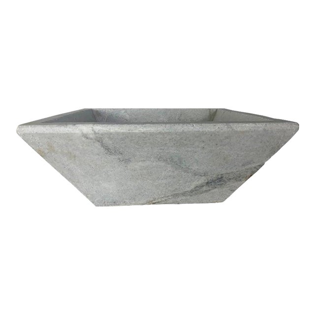 Mid 20th Century Italian Marble Sink in Square Organic Modern Style For Sale