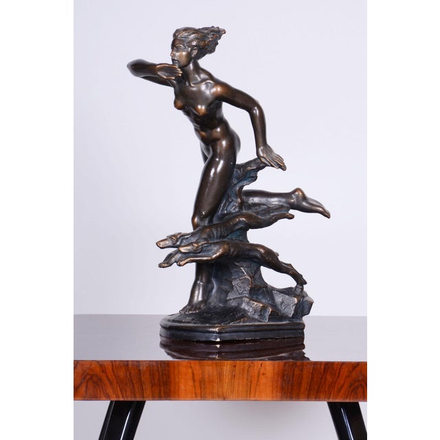 Vintage Art Deco Sculpture in Ceramic and Bronze by Jan Lichtág, 1930s For Sale - Image 10 of 12