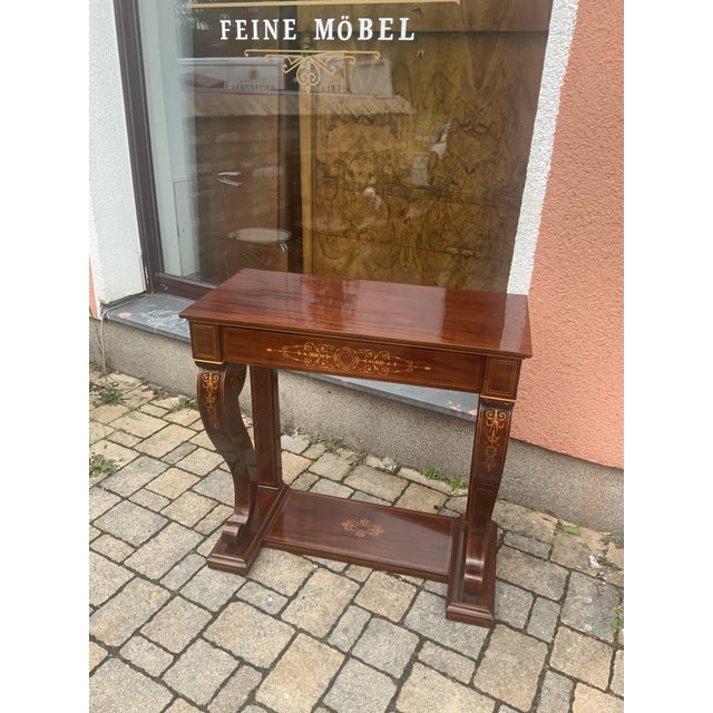 Biedermeier Console Inlaid in Mahogany, 1840s For Sale - Image 12 of 18