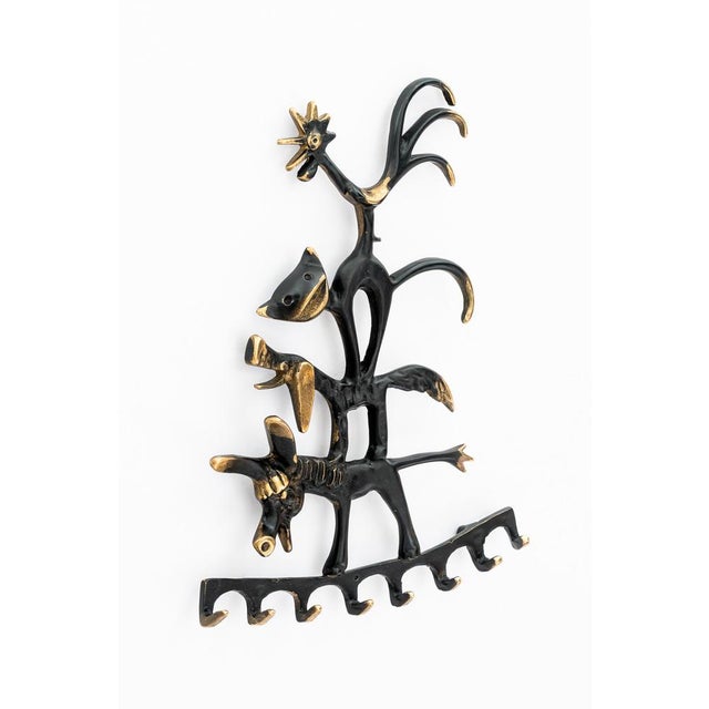 Brass Donkey, Dog, Cat and Cock Key Hanger by Walter Bosse for Herta Baller, Austria, 1950 For Sale - Image 4 of 9