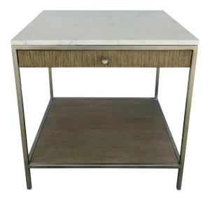 Organic Modern Wood and Marble Paxton Side Table