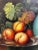Eye catching well rendered tabletop still life signed Andre, having glistening turquoise jug and juicy fruit in the...