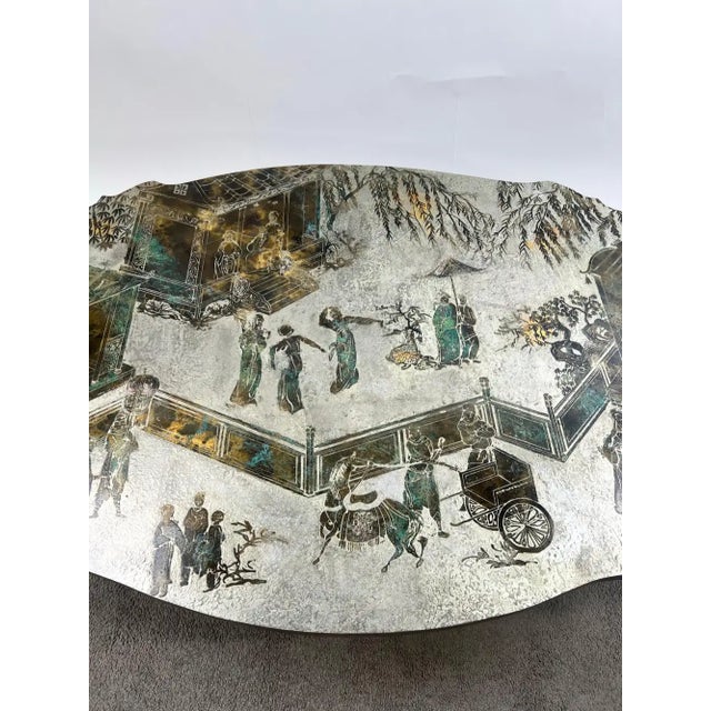 Mid-Century Modern Rare Philip & Kelvin LaVerne "Chan Boucher'" Signed Bronze & Pewter Coffee Table For Sale - Image 3 of 18