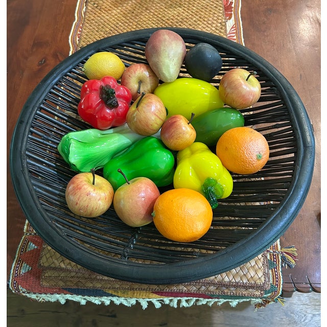 Vintage Black Rattan and Bamboo Basket For Sale - Image 4 of 4