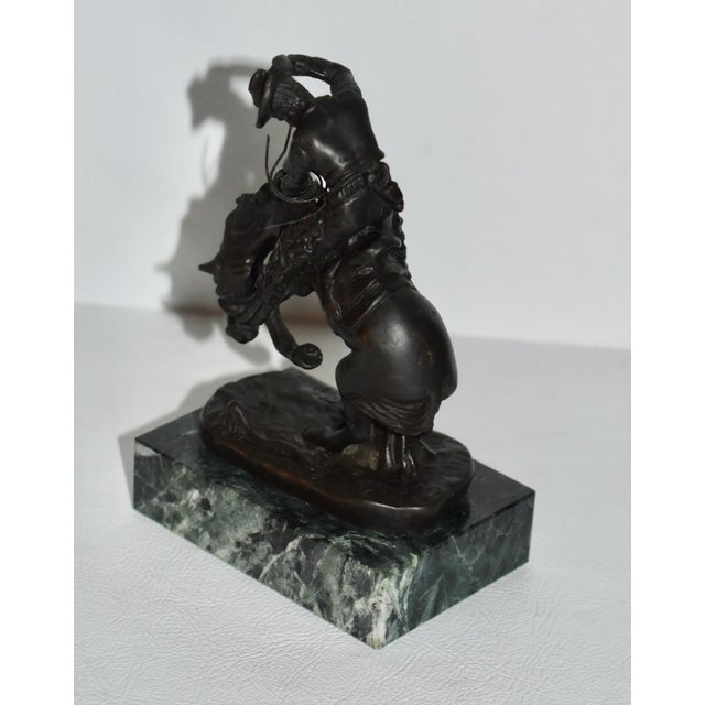 Miniature Frederic Remington Rattlesnake Bronze Sculpture Green Marble Base Mini For Sale - Image 17 of 18