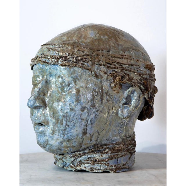 Blue Sea Glazed Refractory and Iron Sculpture, 2010s For Sale - Image 8 of 17