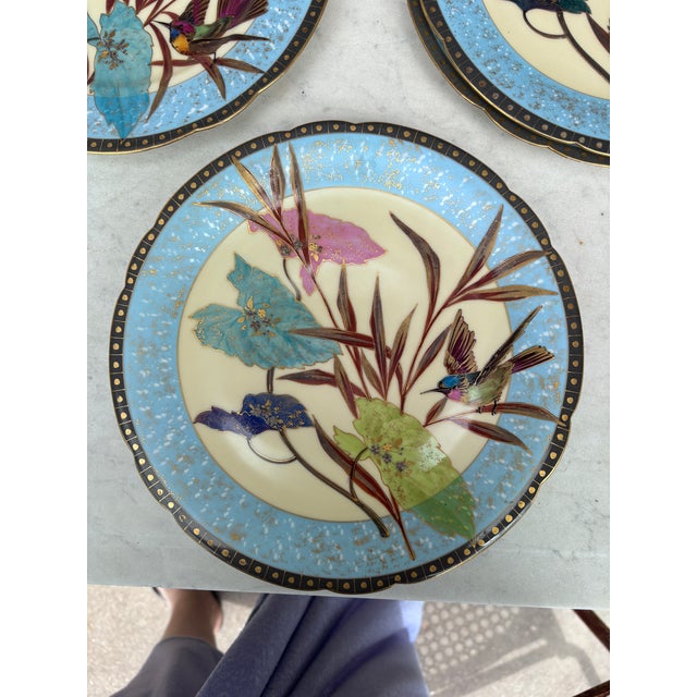 Rare 19th Century Set of 5 Porcelain Leaves & Birds Plates For Sale In Austin - Image 6 of 7
