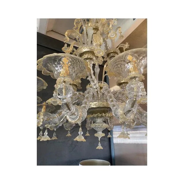 Floral Venetian Ca Rezzonico Gold Chandelier in Murano Glass For Sale - Image 3 of 13