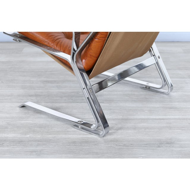 Mid-Century Leather and Chrome Lounge Chairs by Elsa and Nordahl Solheim, 1970s For Sale - Image 12 of 13