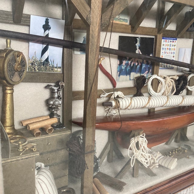 Elevate your space with this captivating vintage three-dimensional nautical shadow box diorama, meticulously detailed to...