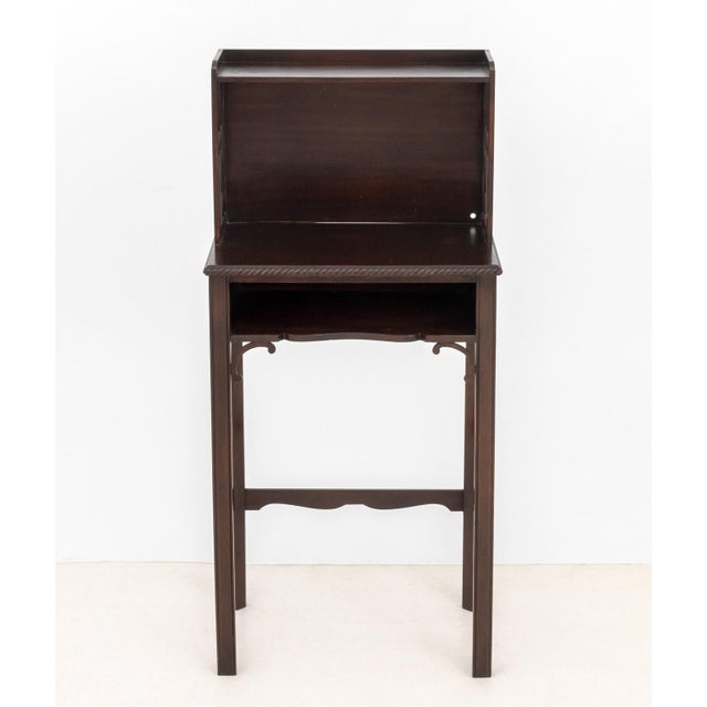 Chinese Chippendale Style Mahogany Desk, with pierced fretwork and galleried top above writing surface and open shelf with...