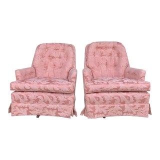 Mid-Century Modern Swivel Club Chairs in Pink - a Pair For Sale