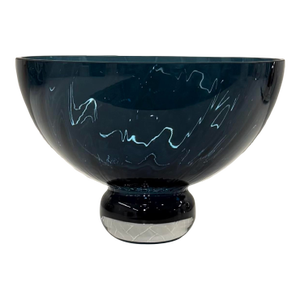 Global Views Blue Ball Footed Bowl Small Hand Blown Polish Art Glass (Listing 2)